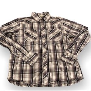 Supply Company Men’s plaid button down shirt Cotton color black/white Sma…